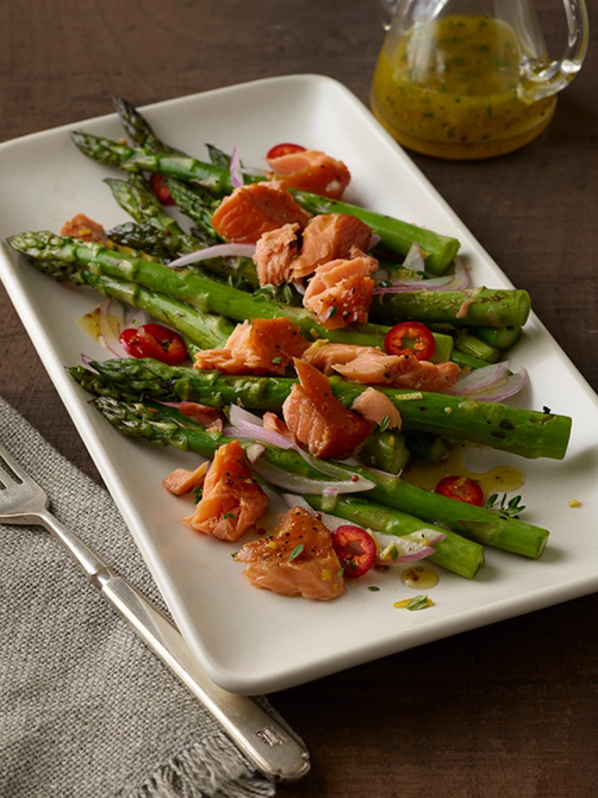 Roasted Asparagus with Smoked Salmon and Pickled Onions