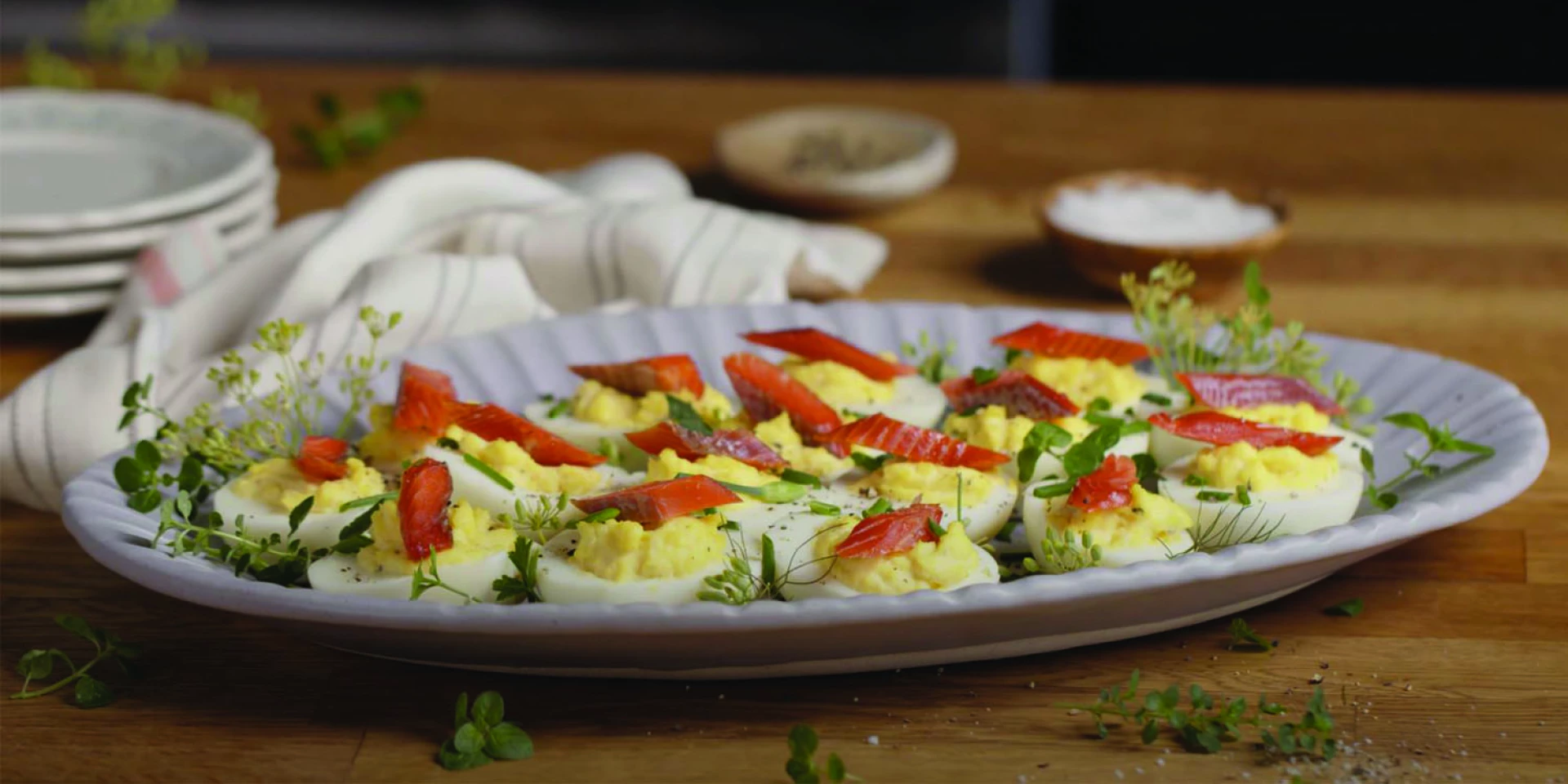 Smoked Salmon Candy with Deviled Eggs