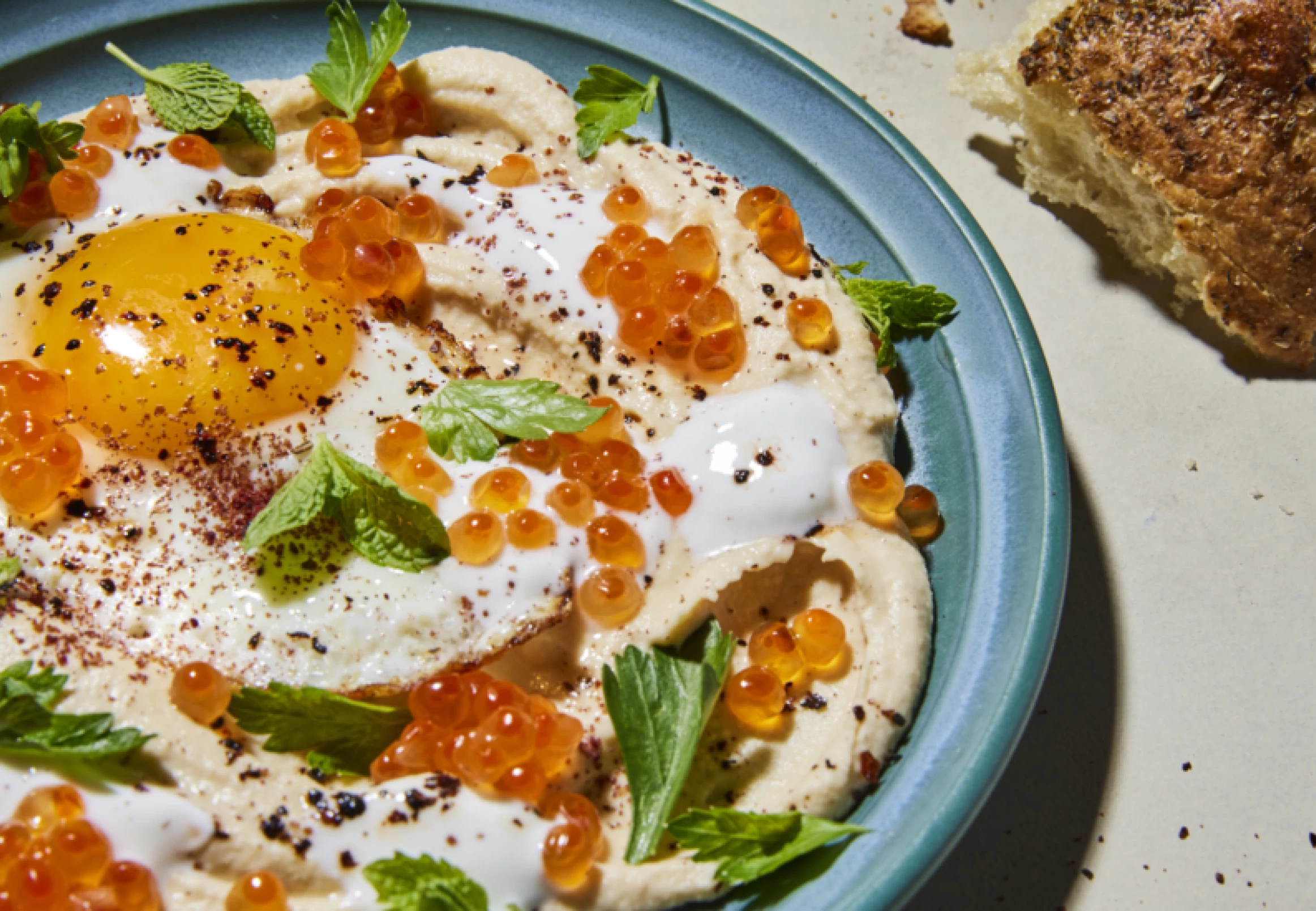 Hummus and Eggs with Alaska Salmon Roe